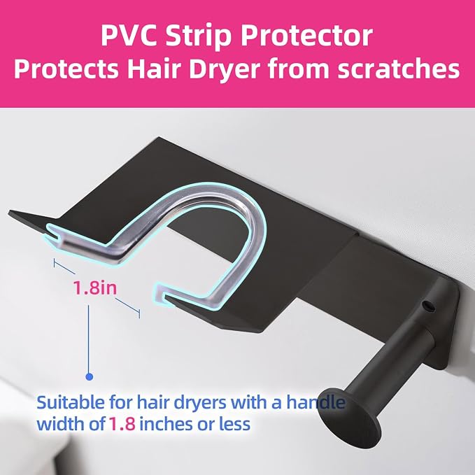 Hair Dryer Holder, Hair Dryer Holder Wall Mounted, Self Adhesive Blow Dryer - Image 3