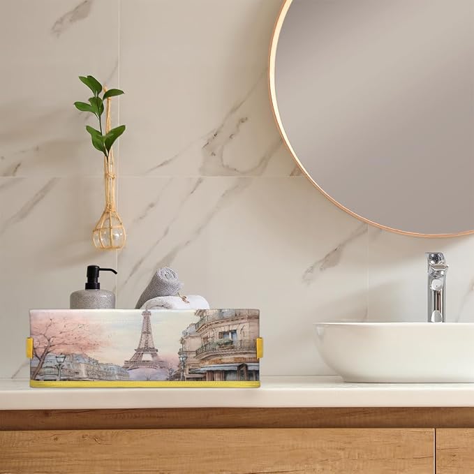 Paris Tower Architecture Bathroom Storage Basket, Foldable - Image 6