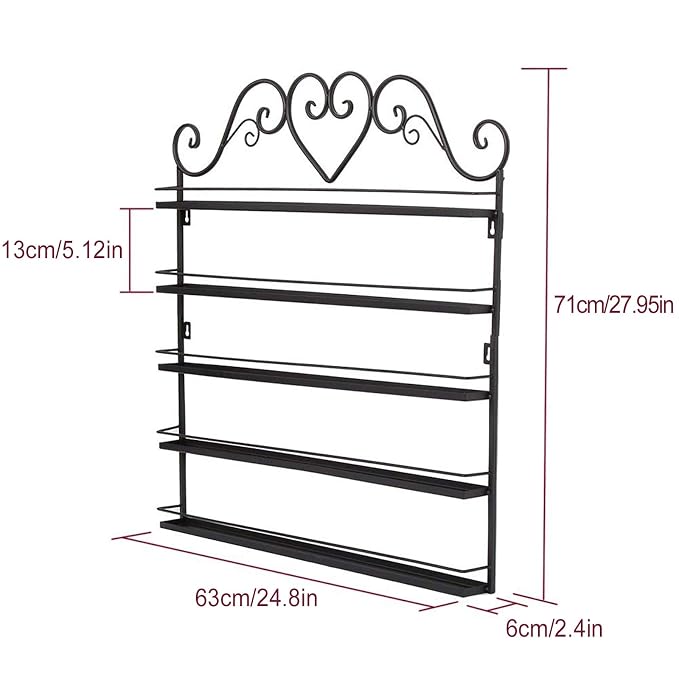 Dazone DIY Mounted 5 Shelf Nail Polish Wall Rack Organizer Holds 100 Bottles - Image 4