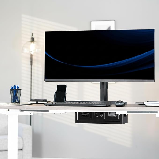 VIVO Flip-Open 16 inch Under Desk Cable Management Holder, Under Standing Desk - Image 9