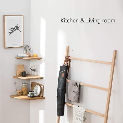 Corner Shelf, 7inch Solid Oak Wood Floating Corner Shelf Wall Mount Round End - Image 8
