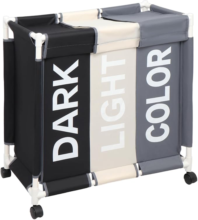 Laundry Basket 3 Section Freestanding Laundry Hamper Dirty Clothes Basket Sorter by ASHARE