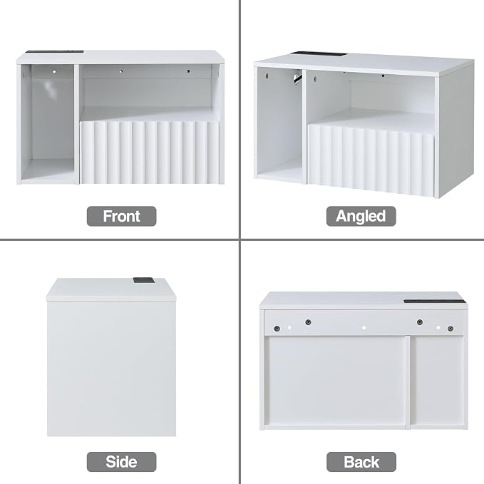 Modern Matte White Fluted Floating Nightstand - Image 9
