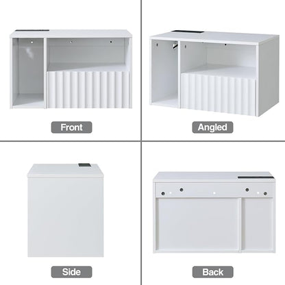 Modern Matte White Fluted Floating Nightstand - Image 8