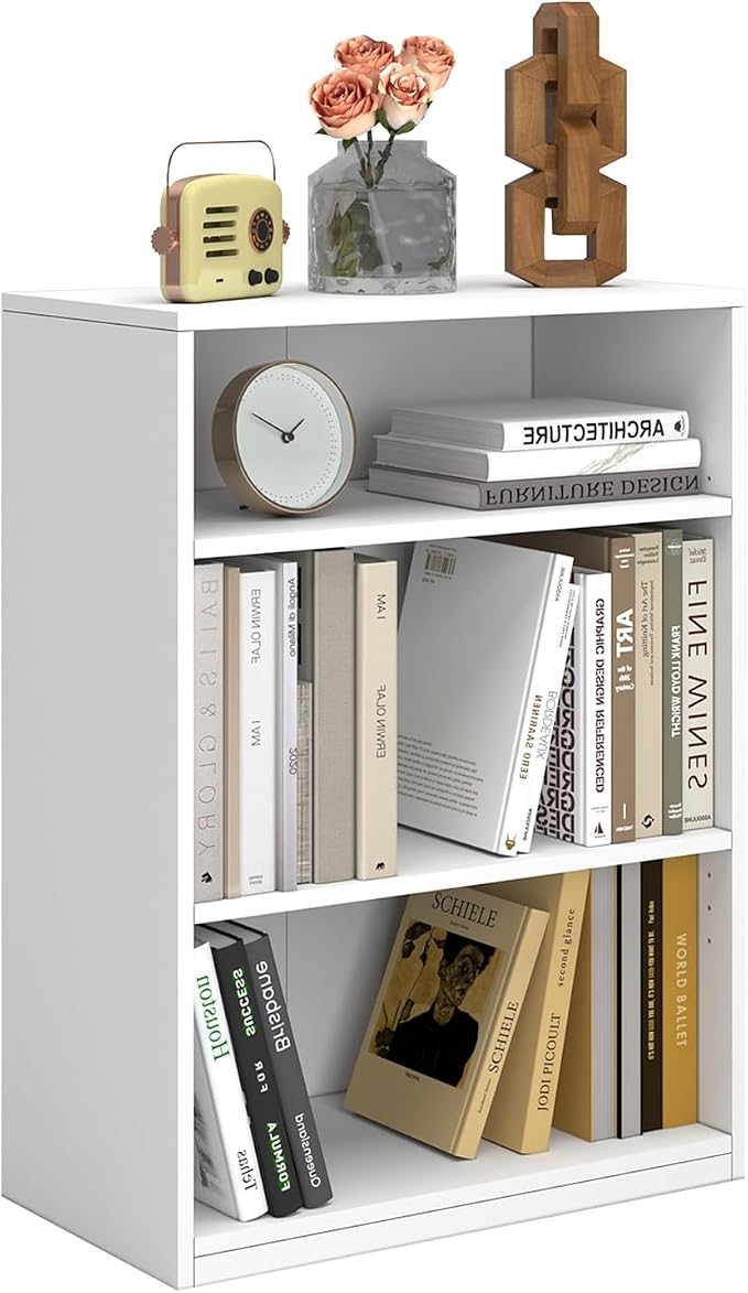 3-Tier Bookcase, 71 Inches, Wooden Open Display Floor Bookshelf by CTESNE