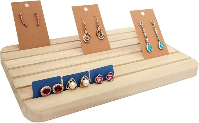 Natural Wood Business Card Holder Wooden Earring Display Stands Jewelry Retail - Image 2