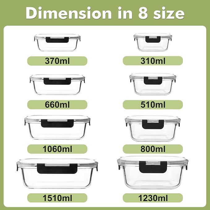 Liuruiyu 8 Pack Glass Food Storage Containers - Image 2