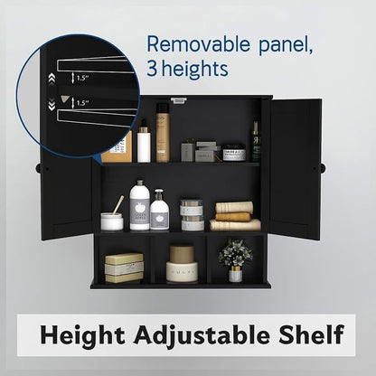 TaoHFE Black Medicine Cabinet Bathroom Over the Toilet Storage Cabinet | Wall - Image 7