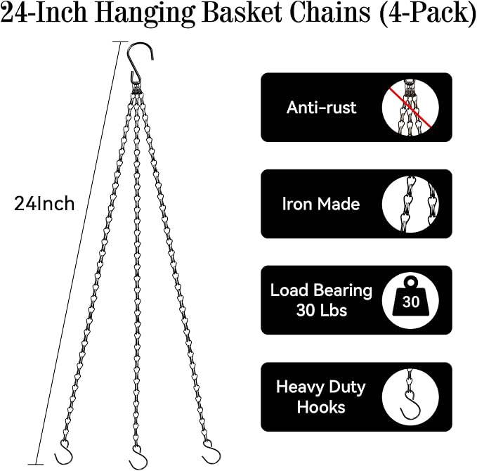 4 Pack, 24 Inch Hanging Basket Chain - Image 2