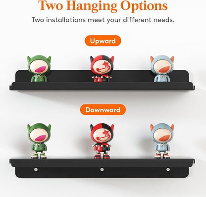 Lifewit Floating Shelves for Wall, 12 Pack Black Acrylic Shelf 15" Room Decor - Image 6