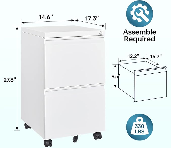 MIIIKO 2 Drawer File Cabinet - Image 3