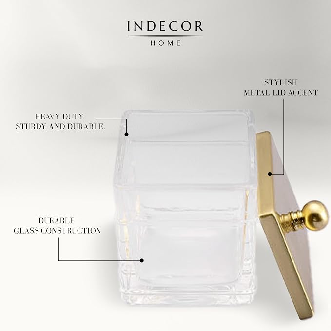 Clear Transparent Hotel Style Apothecary Tempered Glass Canister Jar W/ Gold - Image 6