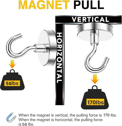 DIYMAG Strong Neodymium Magnetic Hooks, 170 Lbs Heavy Duty Rare Earth Magnets - Image 3