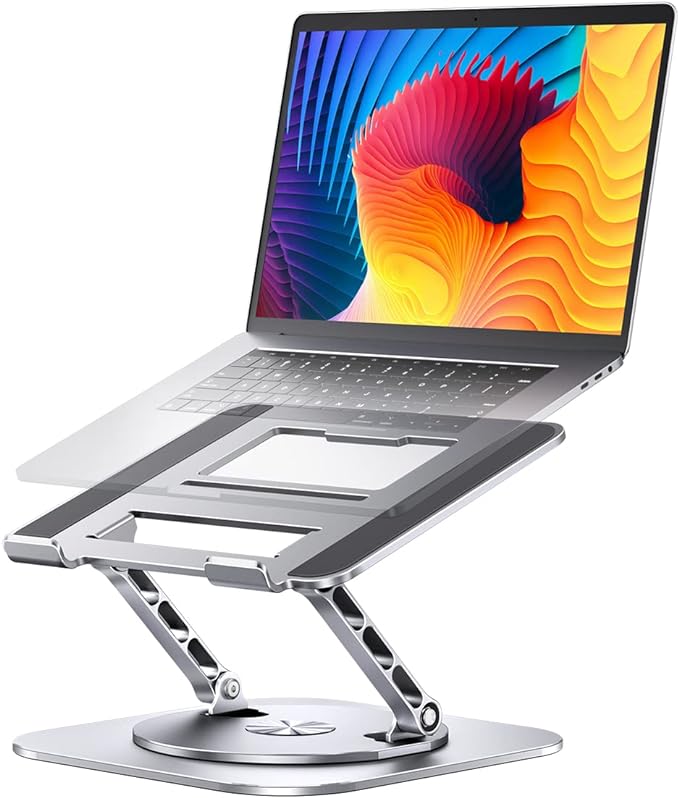Adjustable Computer Stand with 360 Rotating Base, Ergonimic Foldable Laptop by Aoevi