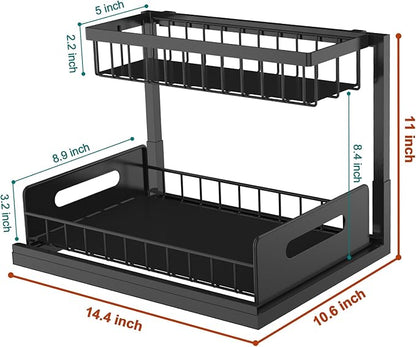 bukfen Under Sink Organizer, Pull Out Cabinet Organizer 2-Tier Slide Out - Image 6