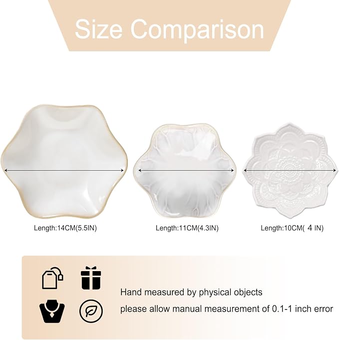 Binoster 2 Pcs Ceramic Jewelry Dish, Jewelry Tray Key Tray, Small Ring Dish - Image 5