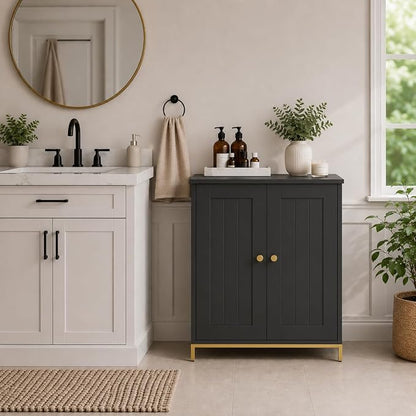 Homhedy Bathroom Storage Cabinet, Freestanding Floor Cabinet, Adjustable Shelves - Image 8