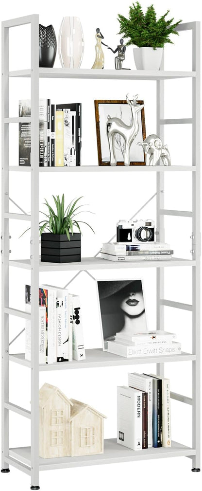 NUMENN 5 Tier Bookshelf, Tall Freestanding Open Storage Bookcase, Support Bars by NUMENN