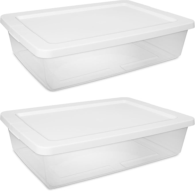 28-quart transparent bed bottom storage box| Flat plastic storage box by Unknown