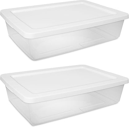 28-quart transparent bed bottom storage box| Flat plastic storage box by Unknown
