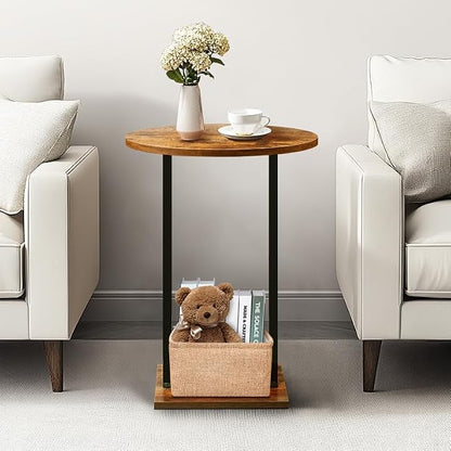Eufrozy Small Side Table for Small Spaces, 24 inch Wooden Round End Table - Image 4