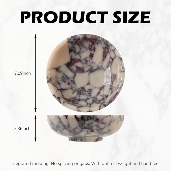 Luxury Natural Marble Decorative Bowl – Medium 7-Inch Calacatta Viola Marble - Image 3