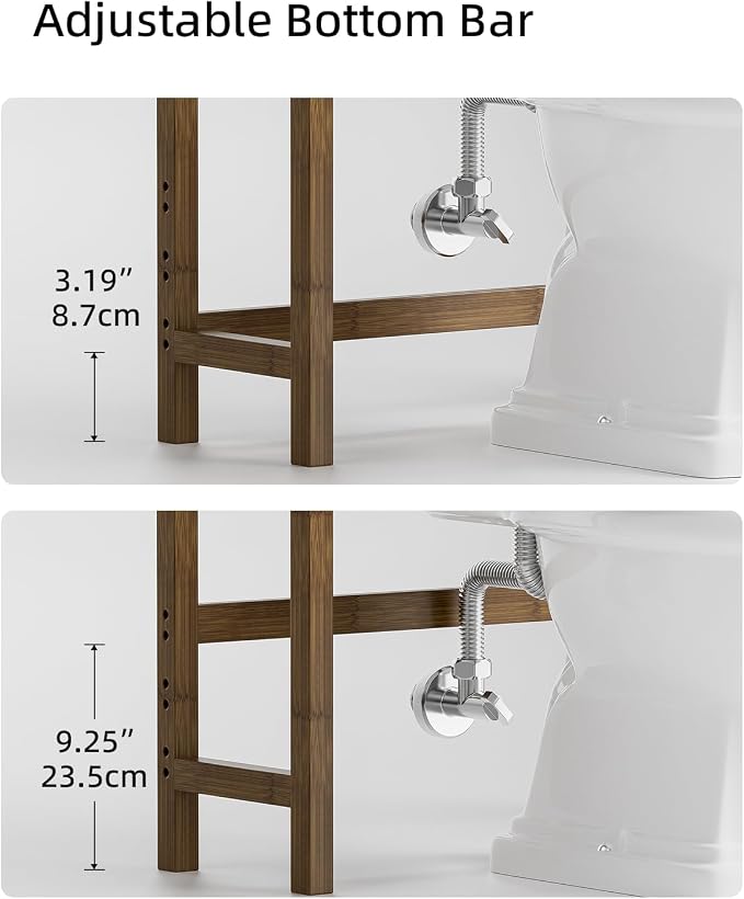 SMIBUY Bathroom Storage Shelf, Bamboo Over-The-Toilet Organizer Rack, - Image 7