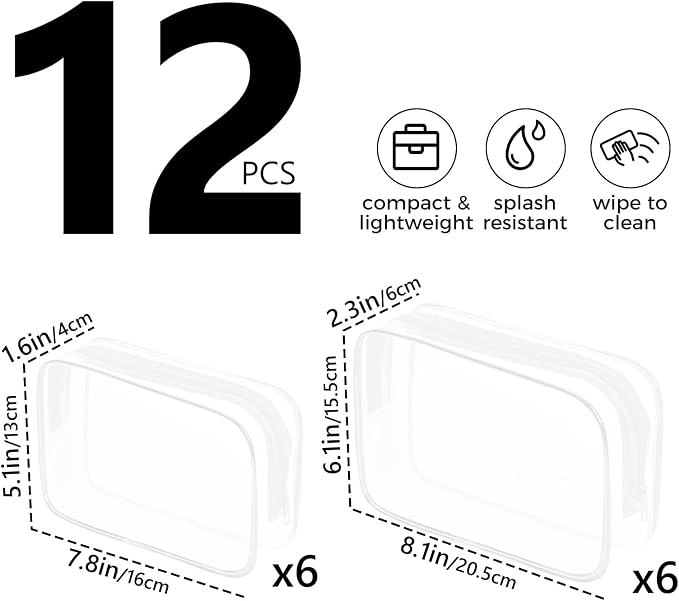 AURUZA Clear Makeup Bag, Portable Travel Toiletry Bags - Image 2