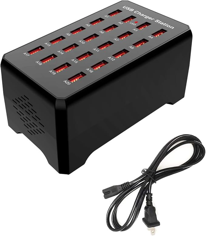 MaxLax 20-Port USB Charger Station, Compatible by MaxLax