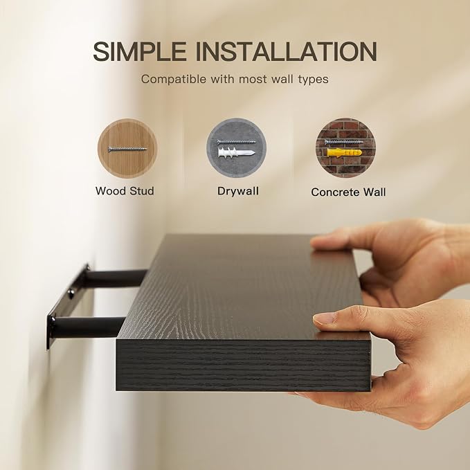 AMADA HOMEFURNISHING Floating Shelves Wall Mounted, 32 x 7 Inch Wall Shelves - Image 7