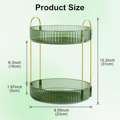 360 Rotating Makeup Organizer for Vanity, 2 Tier Perfume Skincare Organizers - Image 2