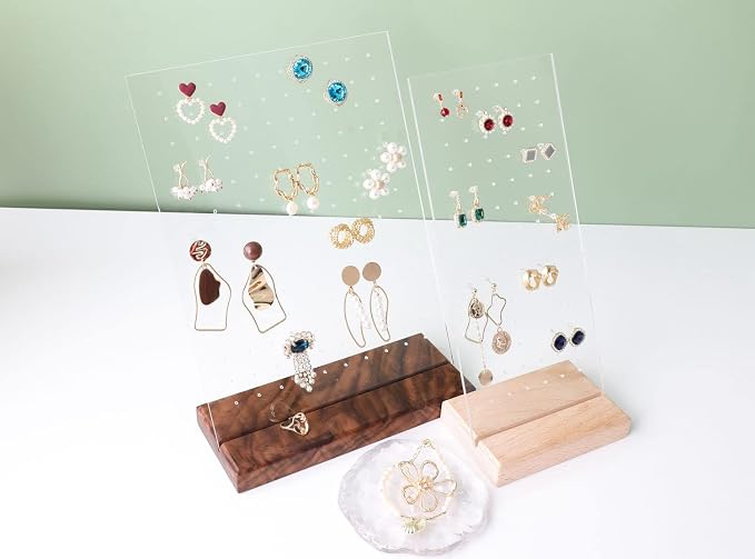 GemeShou Beech earring display for selling jewelry, wooden earring holder for - Image 5