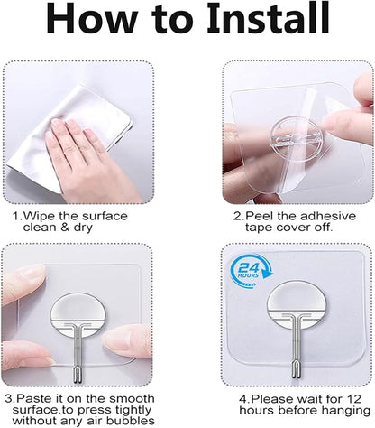 Adhesive Hooks for Hanging Heavy Duty Wall Hooks Self Adhesive Towel Coat Hooks - Image 7