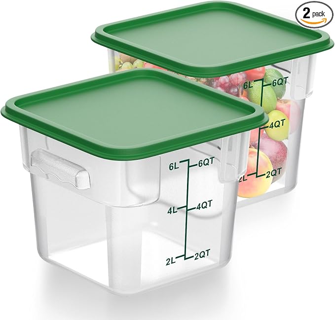 FoldTier 2 Pieces Square Food Storage Containers Polycarbonate Clear Food by FoldTier