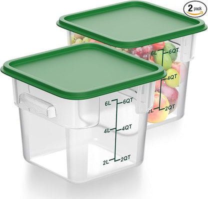 FoldTier 2 Pieces Square Food Storage Containers Polycarbonate Clear Food by FoldTier