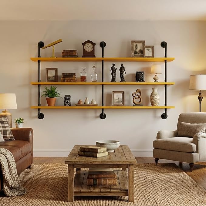 HDDFER Floating Shelves for Wall Bookshelf Industrial Pipe Shelving Shelves - Image 6
