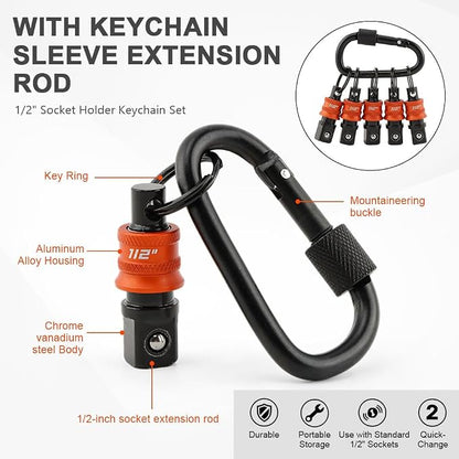 5Pcs Socket Holder Key Chain, 1/2" Drive Socket Organizer Keychain Quick - Image 4