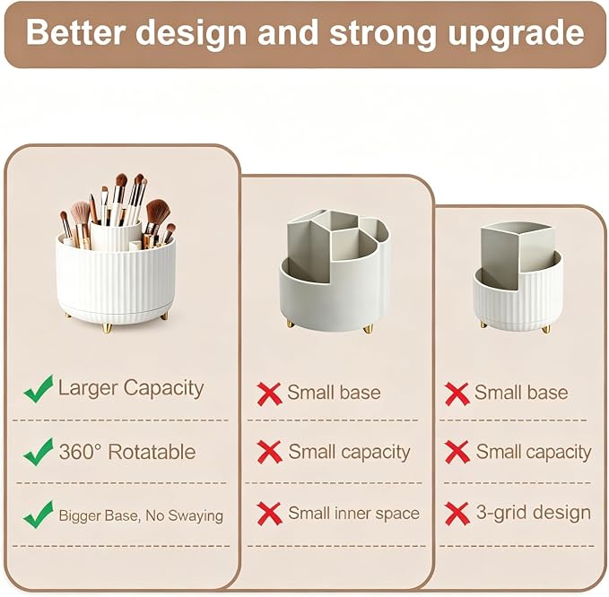 360°Rotating Makeup Brush Holder Organizer, Spinning Skincare Storage Carousel - Image 6
