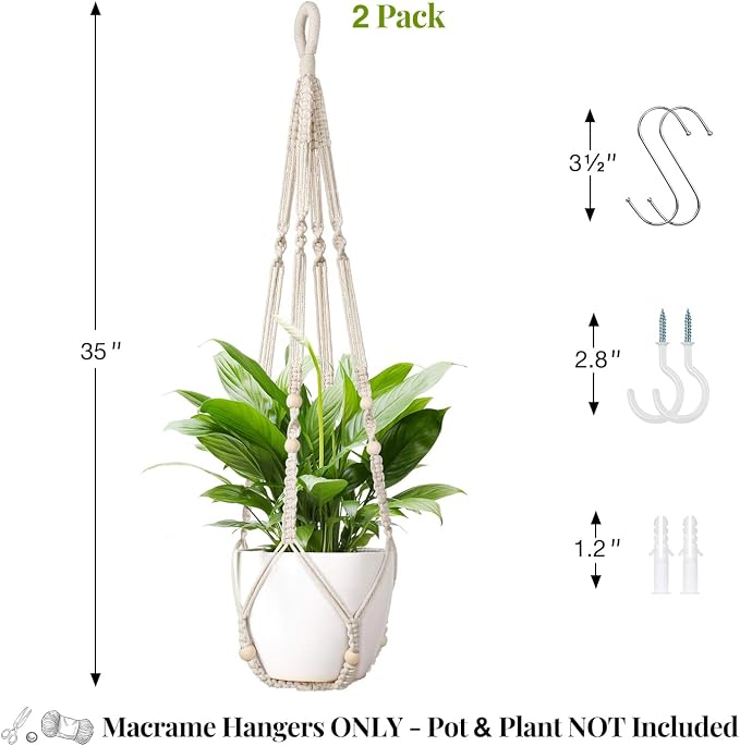 LEWESU Macrame Plant Hanger Indoor Set of 2 - Image 3