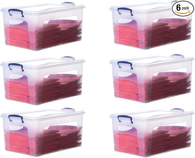 Superio Storage Bins with Lids- Clear Boxes by Superio