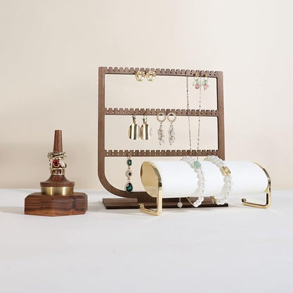 GemeShou wooden hanging jewelry organizer, walnut jewelry display holder - Image 3