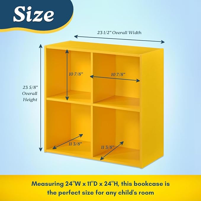 KB Designs - Yellow 4 Cube Storage Organizer Book Shelf, Toy Storage Organizer - Image 2