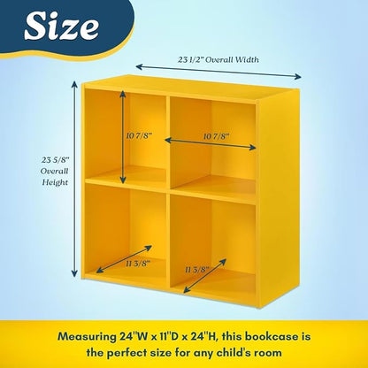 KB Designs - Yellow 4 Cube Storage Organizer Book Shelf, Toy Storage Organizer - Image 2