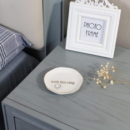 Engagement Wedding Ring Dish-With This Ring Jewelry Dish Tray-Gifts - Image 2