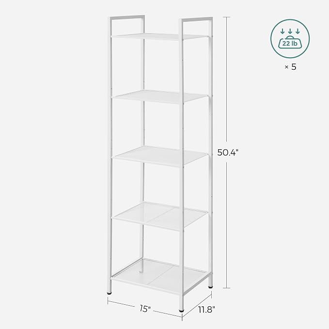 SONGMICS 5-Tier Storage Rack, Bathroom Shelf, Extendable Plant Stand - Image 3