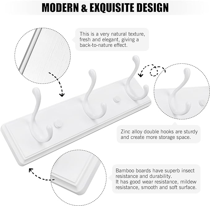 Wooden Coat Rack, Wall-Mounted Organizer - Image 3