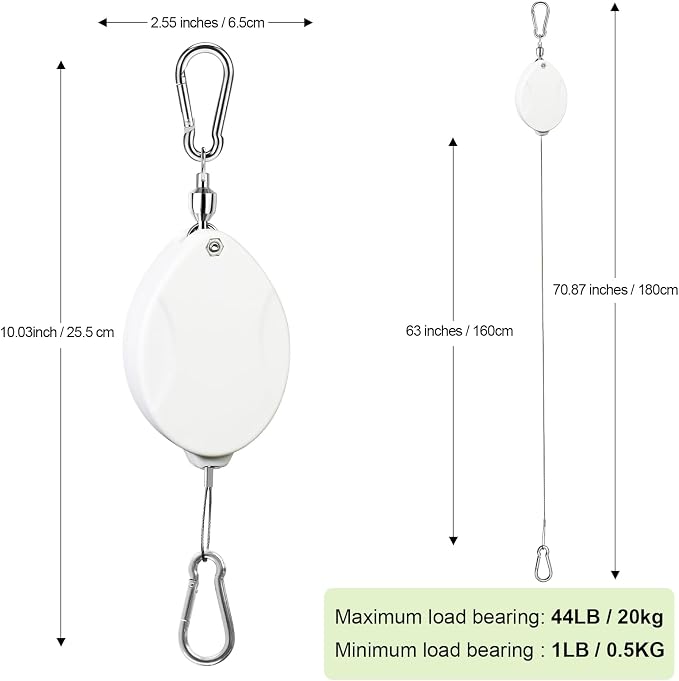 3Pcs Retractable Plant Hanger, Heavy Duty, Quick Auto Lock, Adjustable Hook - Image 2