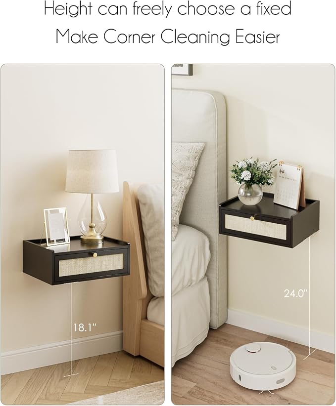 Floating Nightstand, Wall Mounted Night Stand - Image 4