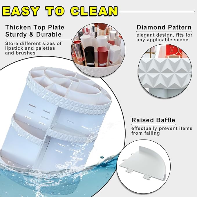 360 Rotating Makeup Organizer, DIY Adjustable Makeup Carousel Spinning Holder - Image 3