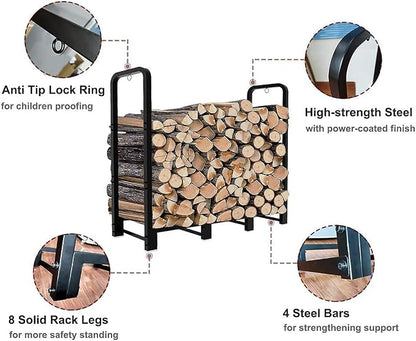 Firewood Rack Stand 4ft Heavy Duty Logs Holder - Image 3